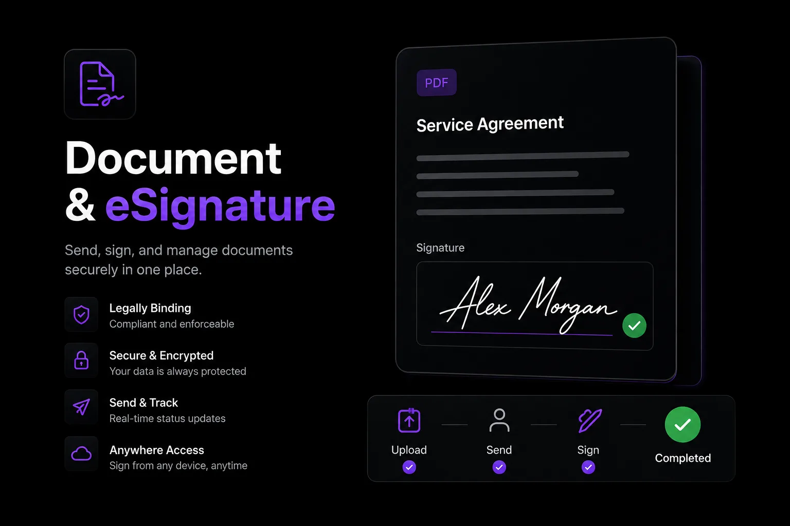 A document collection and e-signature screen